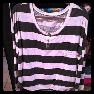 Aerie Grey and White long sleeve tee
